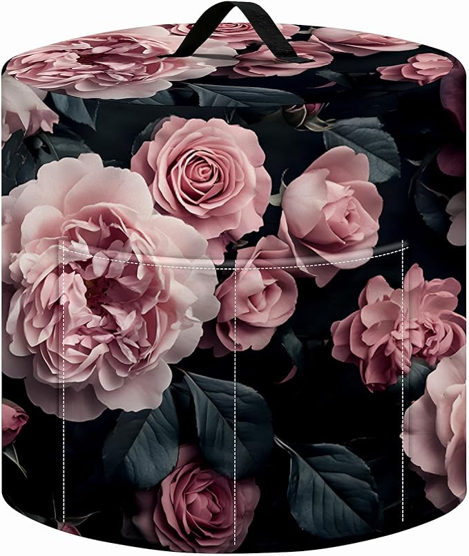 Kitchen Appliance Accessories Dust Cover for 3-6-8 Quart Instant Pot, Pressure Cooker, Air Fryer & Crock Pot,Decorative Appliance Cloth Cover with Top Handle & Storage Pockets (Pink, 3 Quart)