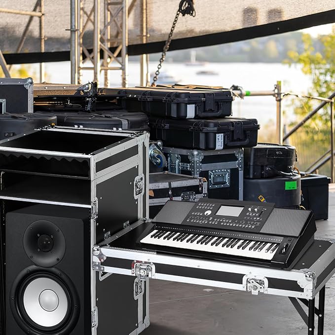 16u Dj Road Case, Recording Studio Rack Stand With Audio Mixer Stand & Wheels, Portable Media Storage Cabinet for Stage Performance Professional Audio Storage