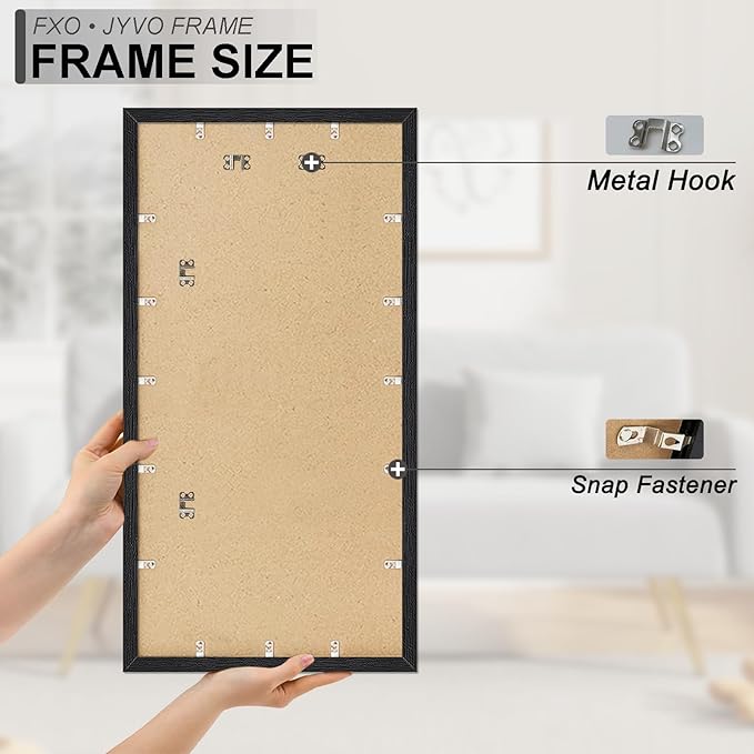 Engineered Wood 18x36 Frame, Black Picture Frame for 18 x 36 Inch Poster Puzzle Photo, Light Weight 18 by 36 Poster Frame with Wood-grain for Wall - 1 Pack/Black/18 x36