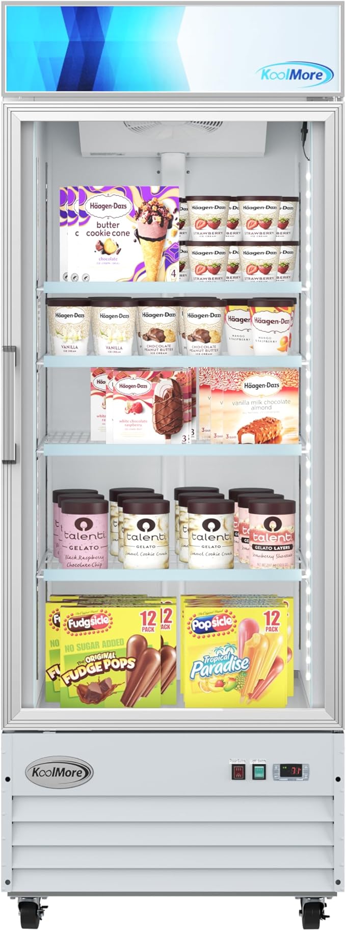 KoolMore 31 in. Commercial One Glass Door Display Upright Freezer Merchandiser in White 23 Cu. Ft. (MDF-1GD-23C-WH)