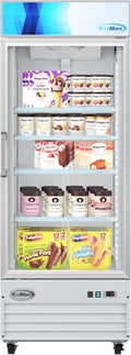KoolMore 31 in. Commercial One Glass Door Display Upright Freezer Merchandiser in White 23 Cu. Ft. (MDF-1GD-23C-WH)
