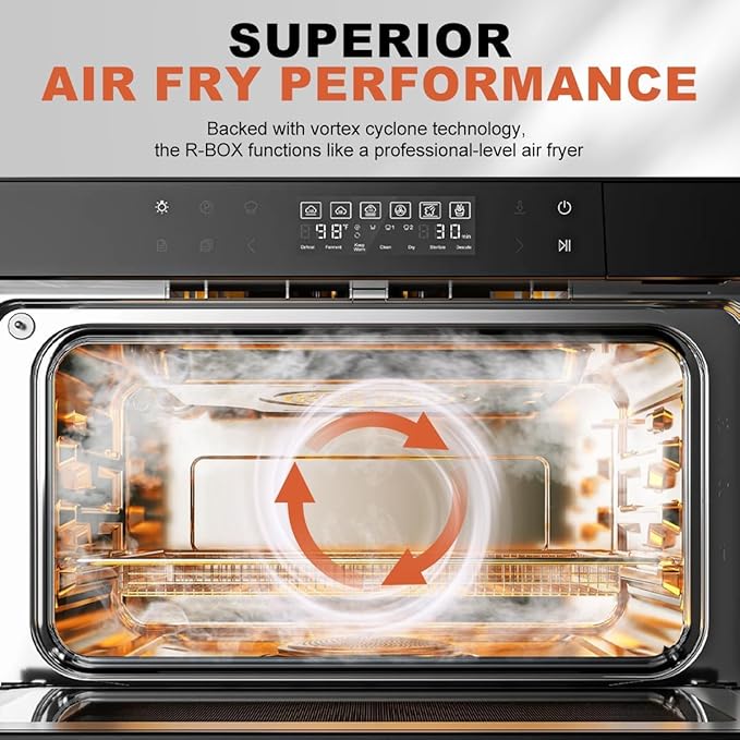 ROBAM Toaster Steam Combi Oven, Countertop Air Fryer 20-in-1 Oven with Convection & Grill, Stainless Steel Interior, 3-Layer Insulated Glass Door, 3 Steam Modes, 30 Built-In Recipes (Blue)
