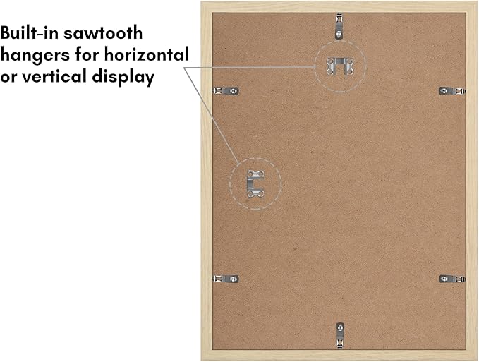 Americanflat 12x16 Picture Frame with Polished Plexiglass - Set of 5 - Use as 8.5x11 Frame with Mat or Display 12x16 Photo Without Mat - Galleria Collection - Picture Frames for Wall - Natural Oak