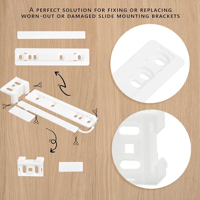 4Pcs Universal Integrated Fridge Freezer Door Slider with Screws, Fridge Door Mounting Installation Fixing Kit with Barckets and Clips