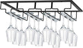MOCOUM Wine Glasses Rack Under Cabinet Stemware Rack,Wine Glass Hanger Rack Wire Wine Glass Holder Storage Hanger for Cabinet Kitchen Bar (4 Rows)