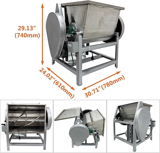 INTSUPERMAI Commercial Dough Mixer Machine 25KG Electric Flour Mixer with 90 Degree Tilt Bowl for Dough Mixing Kneading Capacity 50QT 2200W