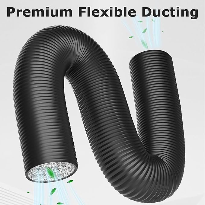 Reinforced Dryer Vent Hose 4 inch 16 FT with 2 Key Hose Clamps, Heavy Duty Flexible Duct Hose for Laundry, Grow Tent, Bathroom Exhaust Fan