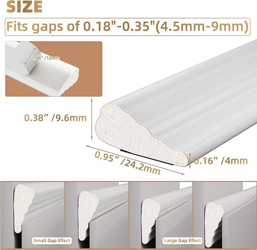 118” Wedge-Shape Foam Window Weather Stripping Door Seal Strip,Soundproofing Frame Winter Insulation Tape for Exterior Front Door,Noise Cancelling Window Inserts,Door Gap Filler Light Blocker,White