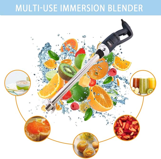 20 in Heavy Duty Immersion Blender for Kitchen Commercial Mixer Electric 500W Detachable Shaft Adjustable Variable Speed Emulsifier Blender Handheld