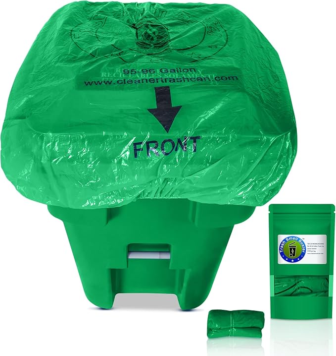 Trash Can Cover, Odor Eliminating Bag with Elastic Rubber Band, Eliminates Odor from Trash, Durable, Effective, Chemicals Free, 32 Gallon Size, 3 Covers