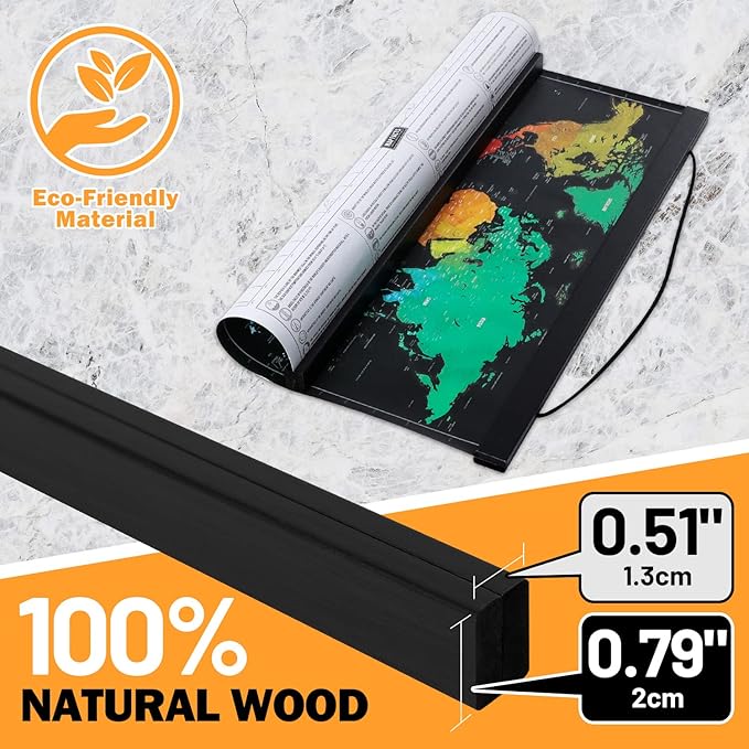 Magnetic Light Wood Wooden 19x27 19x24 19x13 Poster Frame Hanger for Photo Picutre Canvas Artwork Art Print Wall Hanging Kit(1 Pack, 19", Black)