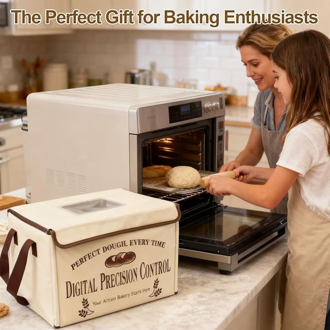 Bread Proofing Box, Folding Dough Proofing Warming Box with 50-113℉ Temp Control & 48h Timer, Proofer Oven with Metal Rack, Ideal for Sourdough, Bread Baking, Pizza, Yogurt, Kombucha, 5-Layer Fabric