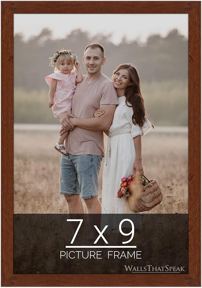 wallsthatspeak 7x9 Dark Walnut Rustic Pine Picture Frame for Puzzles Posters Photos or Artwork
