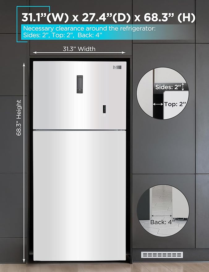 BLACK+DECKER 16.4 Cu. Ft. Top Mount Refrigerator with Freezer, 2 Door Refrigerator with Top Freezer and Separate Temperature Controls, Auto Defrost, BR1640KW, White