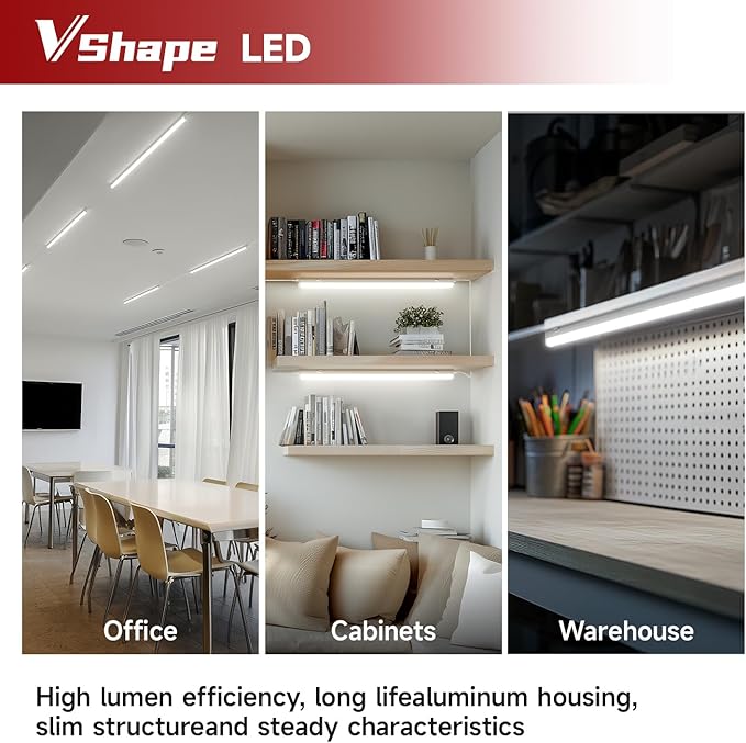 8 Pack T5 LED Shop Light 2FT, 10W, 5000K, 1100LM Super Bright, Linkable Under Cabinet Lighting, Easy Installation Ceiling Fixture for Workshop, Basement, Garage, DIY Projects