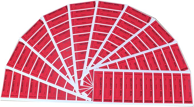 100pcs 100% Total Transfer Tamper Evident Security Warranty Void Stickers/Labels/Seals (Red, 1 x 3.35 Inches, Serial Numbers)