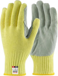 Heat Cut Resistant Gloves,Aramid leather Oven Gloves with Fingers,Heat Resistant Up to 550°F, Thick Knit Design- Grill Mitts for Men & Women(Aramid leather, Small)