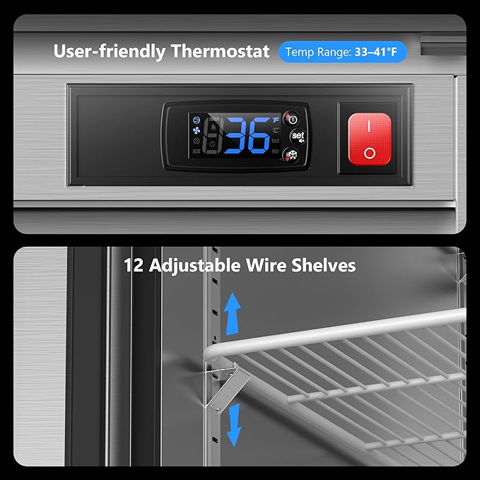 Coolski 82 Inch Commercial Refrigerator 3 Doors, Reach-In Refrigerator Fridge for Restaurants Stores Garages, 72 Cu.Ft. Large Capacity Auto Defrost Fan Cooling, ETL NSF Approved
