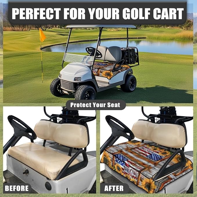 Golf Cart Seat Cushion Cover with Breathable Microfiber Fabric and Secure Fit for Long Outdoor Rides