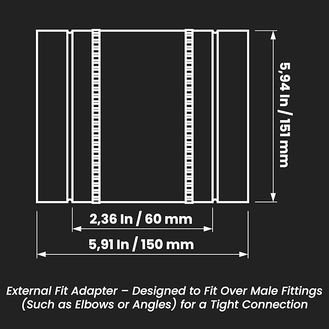 Repa Market 6" Inch Flexible Vibration And Noise Reducing Coupler - Female Fit Duct Connector – Galvanized Steel Coupling for Joining Two Male Duct Fittings – HVAC Ventilation Inline Joint
