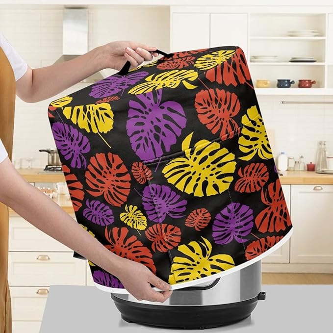 Flashideas Plantain Leaves Pressure Cooker Cover for Women Dust Protection Insulated Rice Cooker Cover with Easy to Clean Lining Stain Resistant Dust Cover with Pockets for Instant Pot 6 Quart