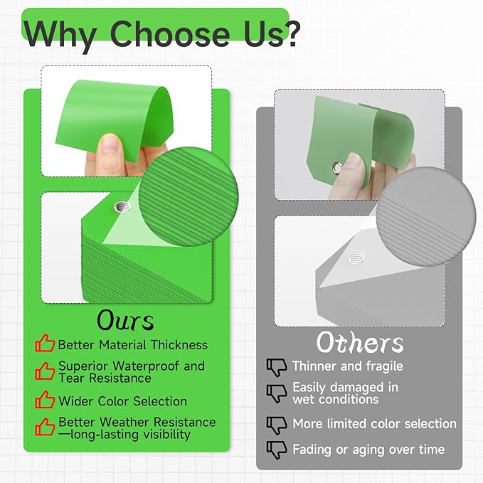 XUWAIDSGN 200 Pieces 4 3/4" x 2 3/8" Green Plastic Shipping Tags with Wire - Durable, Waterproof, Writable for Inventory, Luggage, Garage, Parts