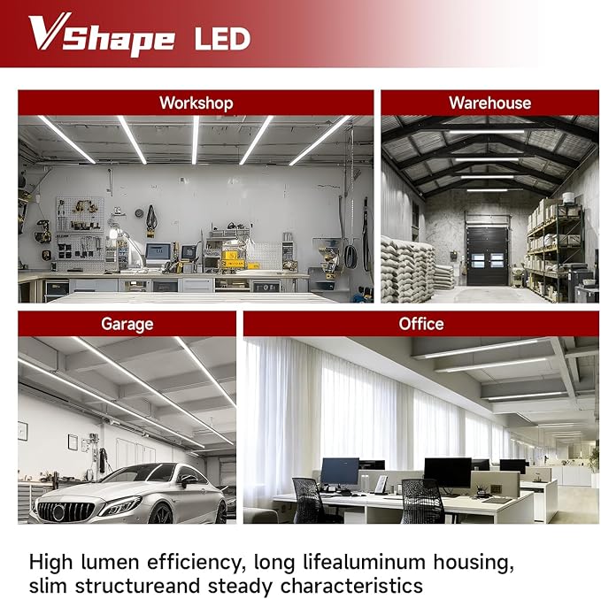 4 Pack T5 LED Shop Light, 4FT, 20W, 5000K 2200LM, Linkable Utility Fixture for Under Cabinet, Kitchen, Garage, Basement, Workshop Lighting, Easy Installation, Plug & Play