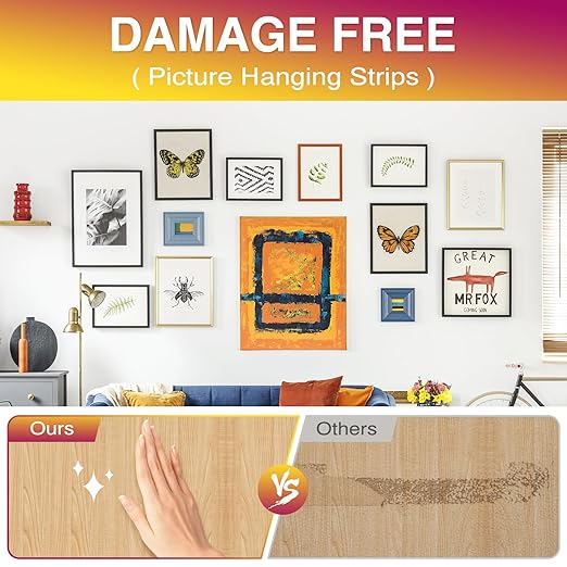 Picture Hanging Strips Heavy Duty XL 20 Pairs/40Strips, Damage Free Hanging Picture Hangers, Removable Adhesive Hook and Loop Wall Strips, Frame Stickers No Nails for Home Decor Wall Posters