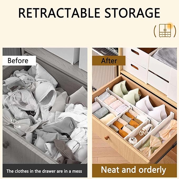 8 Pack Drawer Dividers for Clothes, 3.15" High 10.83"-17.97" Adjustable Expandable Dresser Drawer Organizer, Clear Plastic Separators for Dresser, Baby Clothing, Underwear, Cosmetic