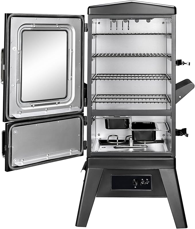 Digital Electric Smoker with Cover, LED Display Build in Meat Probe Large Capacity BBQ Smokers, 4 Racks Smoke More with 633 sq in Cooking Area