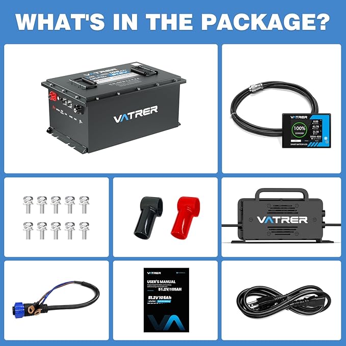 48V 105Ah Self-Heating Lithium Golf Cart Battery, Built-in Smart 200A BMS, with Touch Monitor & Mobile APP, 4000+ Cycles LiFePO4 Battery, Max 10.24kW Power Output, Perfect for Golf Carts