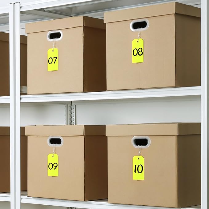 200 Pieces 4 3/4" x 2 3/8" Plastic Shipping Tags with Wire Waterproof Tags for Labeling Heavy Duty Plastic Tags Blank Tags to Write On with Reinforced for Equipment Car Parts Garage Storage(Yellow)