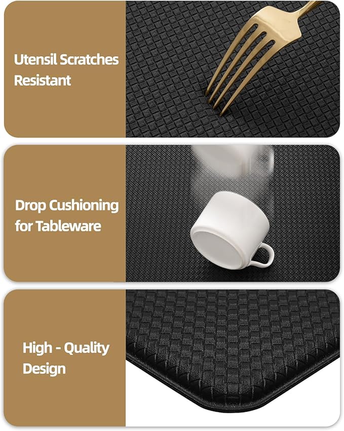 Color&Geometry Anti Fatigue Cushion Kitchen Mat for Floor -24"x71",Wide,Easy Clean, Water & Oil Proof, Anti Slip, Foam Rubber Runner Rug for Front Sink Comfort Standing,Black