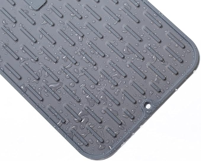 To encounter Silicone Dish Drying Mat -Small 17.5" x 8" - Set of 2 Flexible Stemware Drying Mat, Heat Resistant Silicone Trivet, Countertop Mat, Dish Draining Mat, Sink Mat