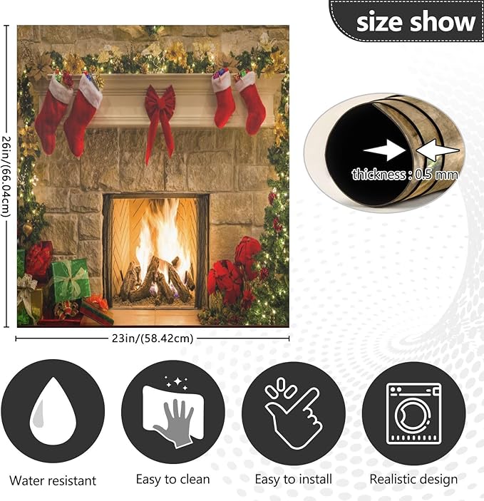 Christmas Dishwasher Cover Panel,Xmas Tree Fireplace Magnet Cover Decal Decorative Magnetic Sticker Washing Machine Cover Home Season Decor,26" x 23"
