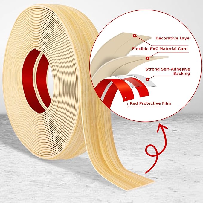 Flexible Wall Corner Protector Moulding Trim Peel and Stick Wall Corner Guards Edge Protector Self Adhesive Molding Trim Strip for Edge Ceiling (Original Wood Grain, 1.6 in x 10 Ft)