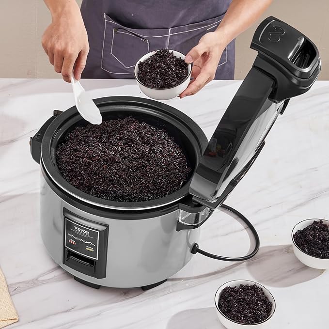 VEVOR Commercial Rice Cooker, 60-Cup Rice Cooker, 13.74 Qt / 13 Liter Large Rice Cooker and Warmer with Nonstick Inner Pot, Fast Cooking and 12-Hour Keep Warm, with Rice Cup and Paddle, for Restaurant