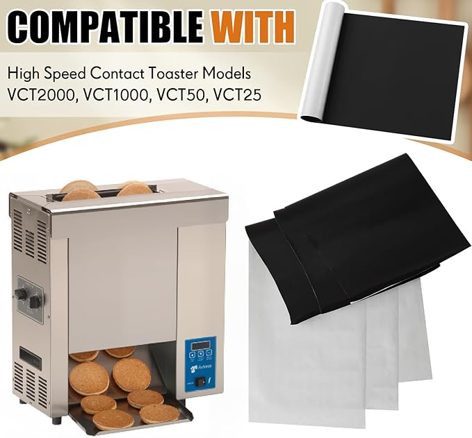 5 Pack 33''x12.25'' PTFE Release Sheets Non Stick Toaster Release Sheet PTFE Liner Compatible with Antunes Roundup VCT 25, 50, 1000, 2000 Series Toaster Replaces 7001167, 7000250 for Bread
