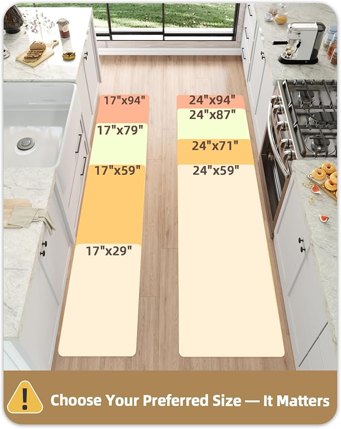 Color&Geometry Anti Fatigue Cushion Kitchen Mat for Floor -17"x79",Long,Easy Clean, Water & Oil Proof, Anti Slip, Foam Rubber Runner Rug for Front Sink Comfort Standing,Brown