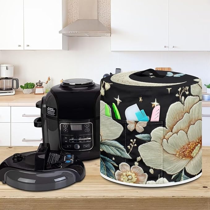 Floral Kitchen Appliance Covers for Instant Pot 3 Qt Instant Pot Accessories Decorations Kitchen Utensils Gifts for Holidays Dust Cover with Pockets for Spoon Knife M