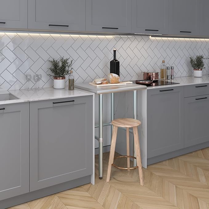 AmGood Stainless Steel Work Table Open Base | NSF Kitchen Island Food Prep | Laundry Garage Utility Bench (24" Long X 24" Deep)