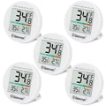 Geevon Small Digital Refrigerator Thermometer 5 Pack, IP65 Waterproof Commercial and Home Use, Max/Min Record Function with LCD Screen, Stand and Magnetic Back, for Fridge, Freezer Scenarios