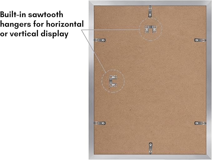 Americanflat 12x16 Picture Frame with Polished Plexiglass - Set of 5 - Use as 8.5x11 Frame with Mat or Display 12x16 Photo Without Mat - Galleria Collection - Picture Frames for Wall Display - Silver