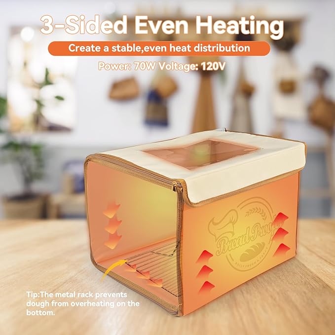 Folding Bread Proofing Box with Digital Temp Controller & 99H Timer and Metal Rack Multi-tier Insulated Collapsible Proofers for Sourdough, Pizza, Bread Baking, Yogurt, Kombucha