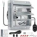 7 Inch Shutter Exhaust Fan, Wall Mount Attic Fan with Thermostat and Speed Controller for Greenhouses, Sheds, Garages, Chicken Coops, Barns Ventilation, 760 CFM
