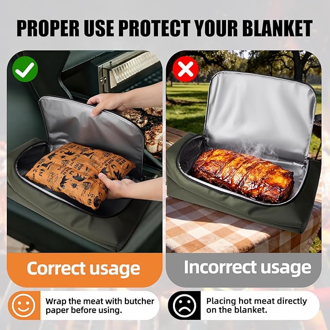 270° Opening BBQ Blanket for Resting Meat, Valentines Day Gift Meat Resting Bag, Leak-Proof Smoker Accessories, Grilling Gift for Turkey/Brisket/Pork - Anniversary Birthday Gift for Men Him Dad