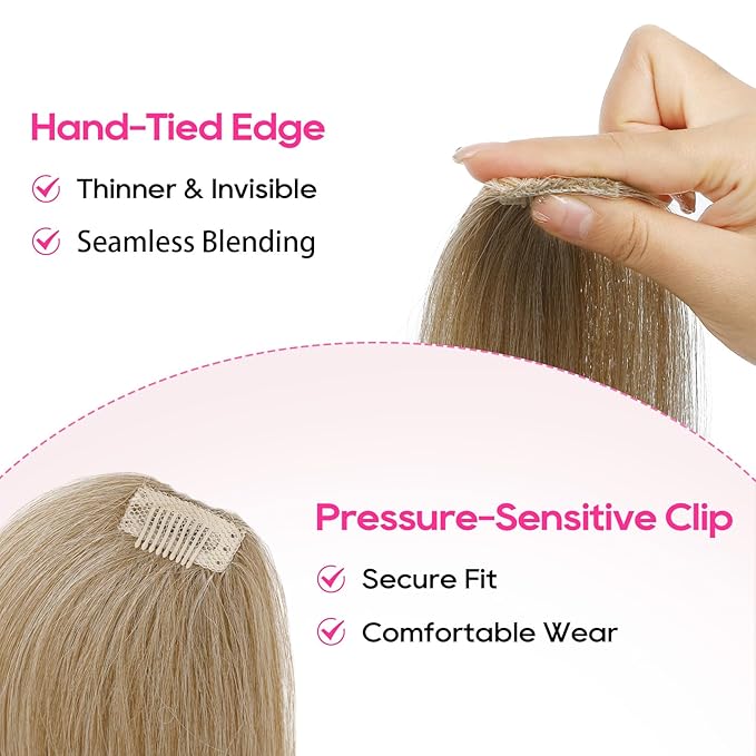 REECHO Clip in Hair Volumizer, Short Thick Clip in Hairpieces Adding Extra Hair Volume Extensions for Women with Thin Fine (Honey Blonde with Highlights, 8 Inch(Pack of 2))