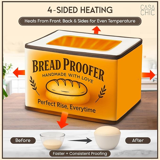 Bread Proofing Box - Folding Dough Proofer - Foldable Sourdough Warmer - 70-158°F Temp and 48H Timer Controller - Bread Making Kit with Dough Warming Box, Banneton Basket, Lame, Scraper, Metal Rack