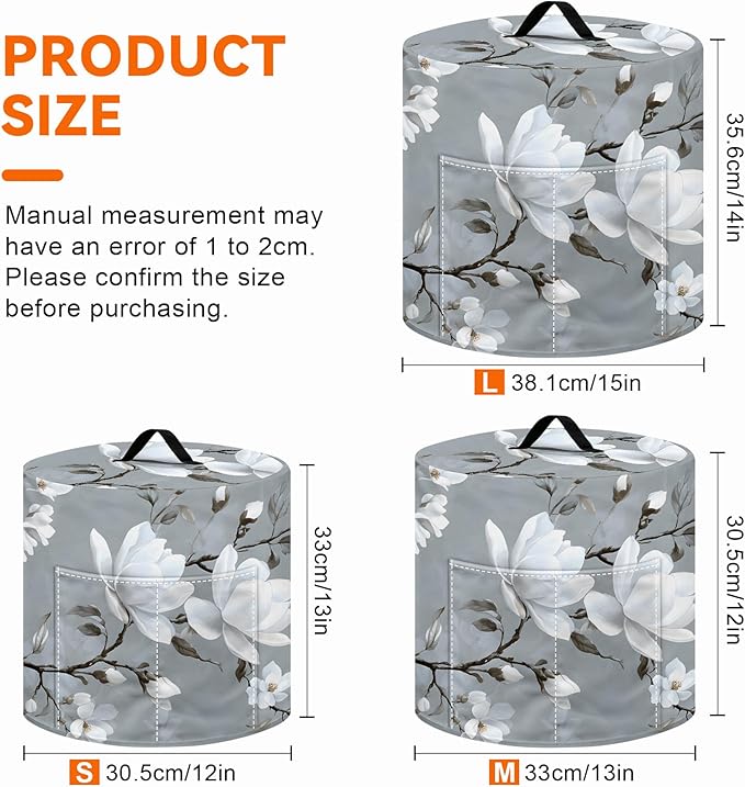 Kitchen Appliance Accessories Dust Cover for 3-6-8 Quart Instant Pot, Pressure Cooker, Air Fryer & Crock Pot,Decorative Appliance Cloth Cover with Top Handle & Storage Pockets (White, 8 Quart)