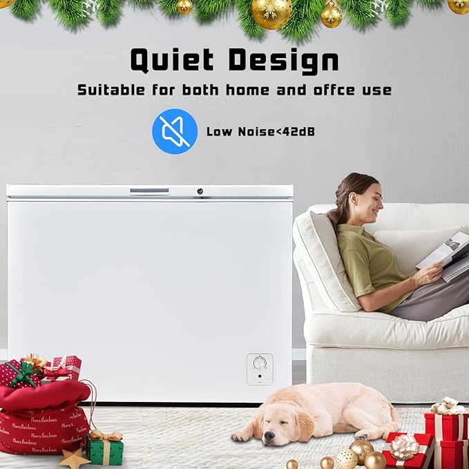 SMETA Chest Freezer 12.5 Cu. Ft, Deep Freezer Chest with 4 Wheels, Adjustable Thermostat, Removable Basket, Energy Efficient, Low Noise, Fast Freezing Ideal for Garage, Kitchen, Office, Basement